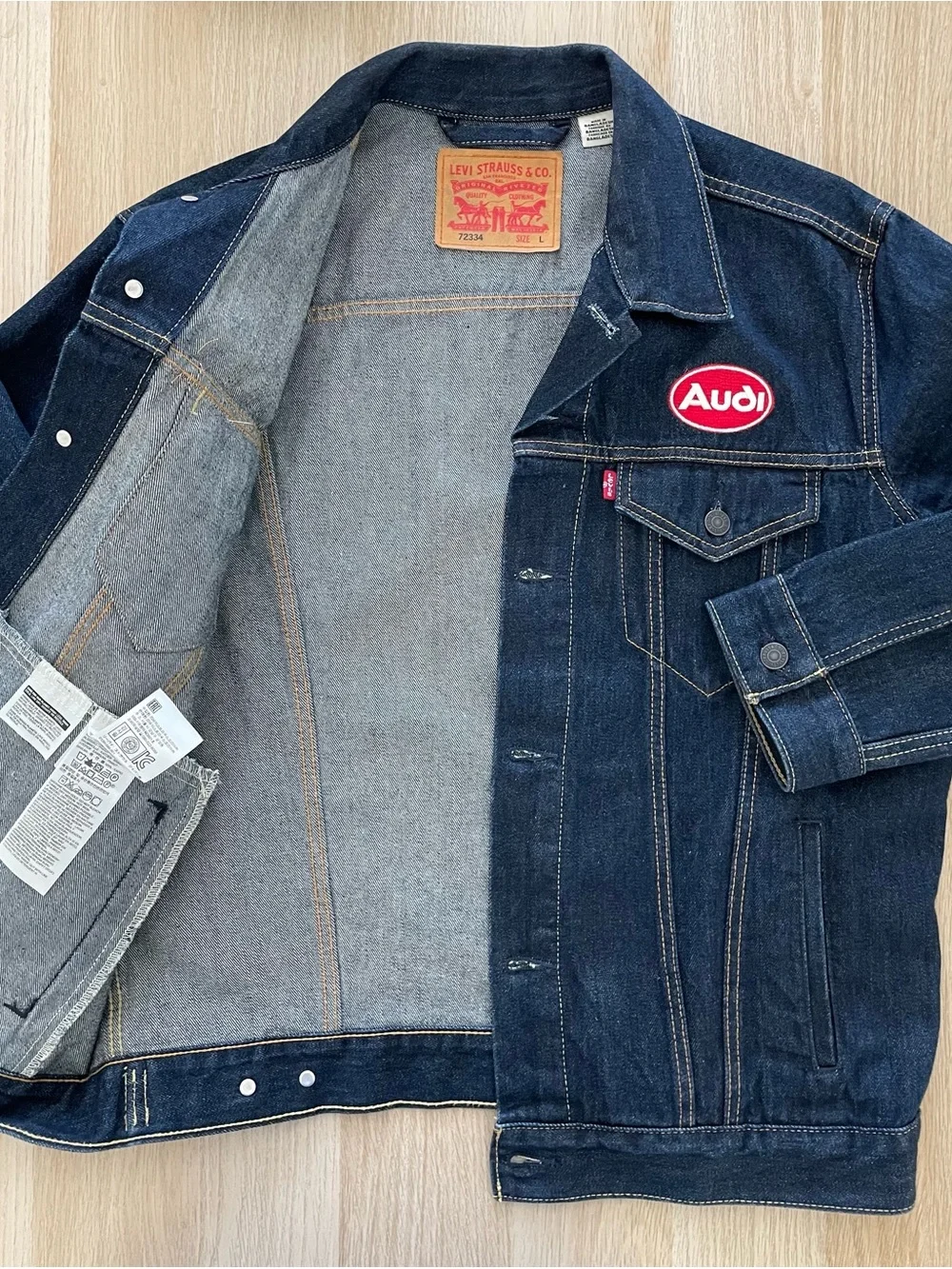 Levi's Dark Indigo Denim Jacket with Red Audi Patch